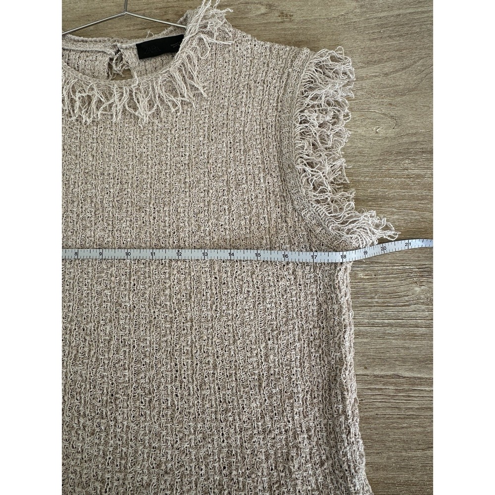 Zara Boho-Chic Textured Knit Vest with Fringes Size L - Picture 4 of 6